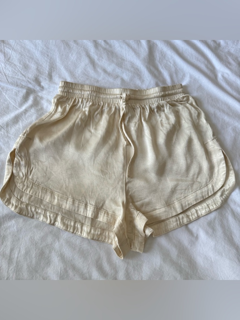 Shona Joy High Rise Pull On Drawstring Shorts in Cream Size S